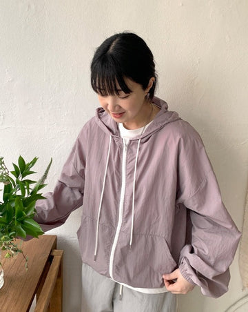 Harling hood nylon wind zip-up